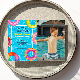 Splash Pool Party Summer Swimming Birthday Photo Invitation