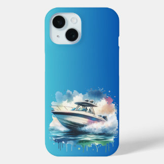 Splash Ride Watercolor Speedboat Adventure iPhone 15 Case