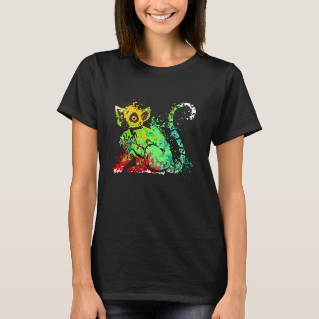 Splash Ring tailed Lemur Madagascar cute Lemurs T-Shirt (Front)