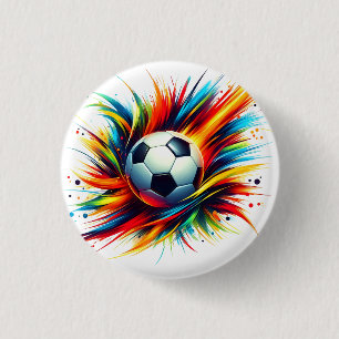 Splash Soccer Ball Futuristic Football Abstract 3 Cm Round Badge