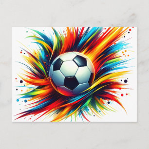 Splash Soccer Ball Futuristic Football Abstract Holiday Postcard