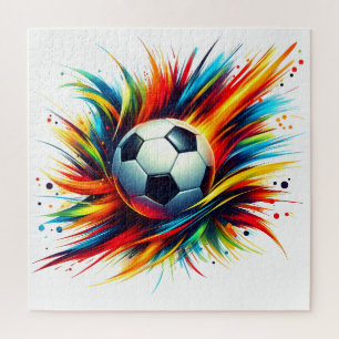 Splash Soccer Ball Futuristic Football Abstract Jigsaw Puzzle