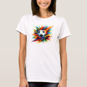Splash Soccer Ball Futuristic Football Abstract T-Shirt