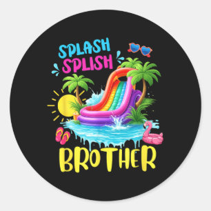 Splash Splish Brother 1st Birthday Family Summer Classic Round Sticker