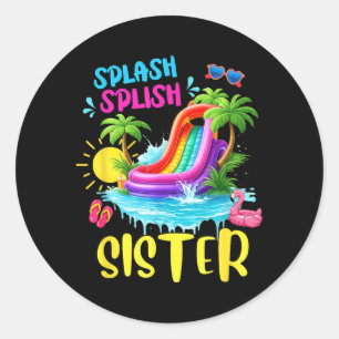 Splash Splish Sister 1st Birthday Family Summer Classic Round Sticker