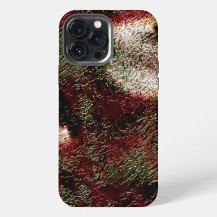 Splash texture in brown to moss green and white iPhone 13 pro max case