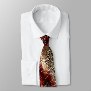 Splash texture in brown to moss green and white tie
