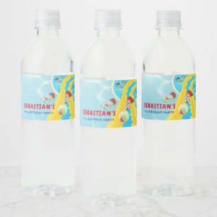 Splash Water Park Summer Waterslide Birthday Party Bottle Label