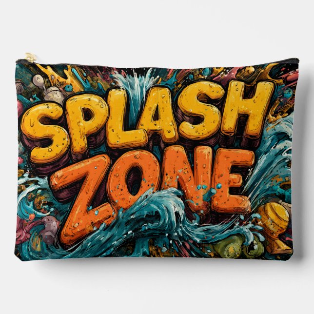 "Splash Zone" Vibrant and Playful Graphic Art Accessory Pouch (Front)