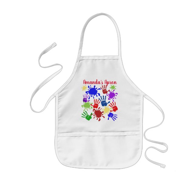 Splashes and Hand Prints Kids Apron (Front)