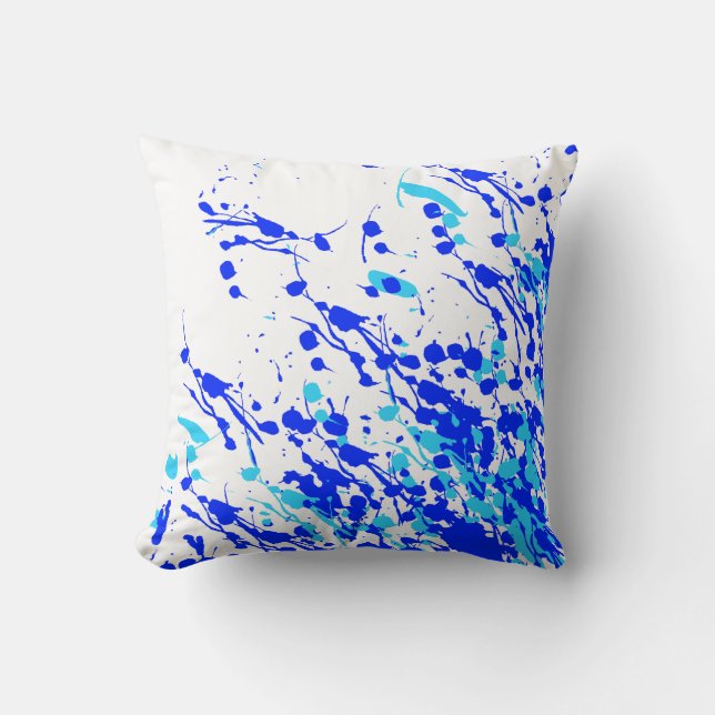Splashes of Paint Blue Cushion (Front)