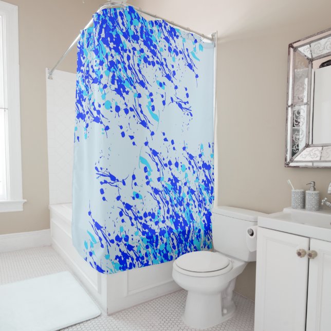 Splashes of Paint Blue Shower Curtain (In Situ)