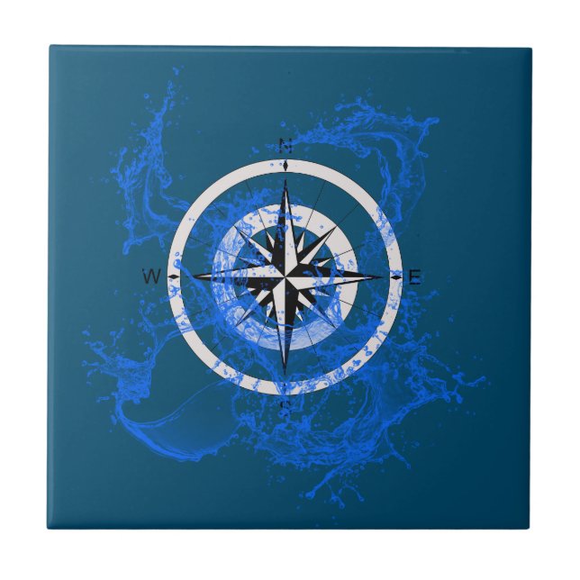 Splashing Compass Rose     Ceramic Tile (Front)