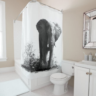 Splashing Elephant Shower Curtain