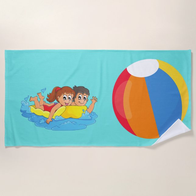 Splashing kids Beach Towel (Front)