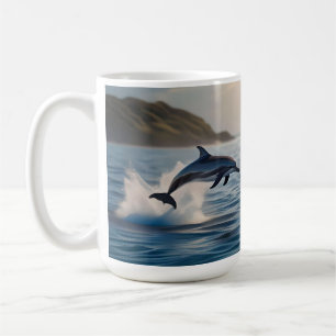 Splashing Leaping Dolphin: A Dance of Joy in Ocean Coffee Mug
