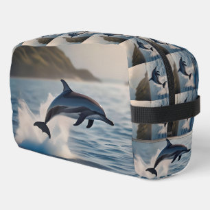 Splashing Leaping Dolphin: A Dance of Joy in Ocean Dopp Kit