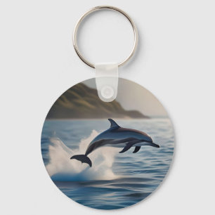 Splashing Leaping Dolphin: A Dance of Joy in Ocean Key Ring