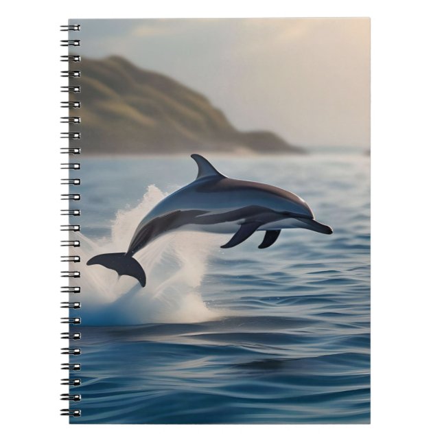 Splashing Leaping Dolphin: A Dance of Joy in Ocean Notebook (Front)