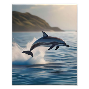 Splashing Leaping Dolphin: A Dance of Joy in Ocean Photo Print