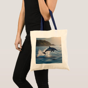 Splashing Leaping Dolphin: A Dance of Joy in Ocean Tote Bag