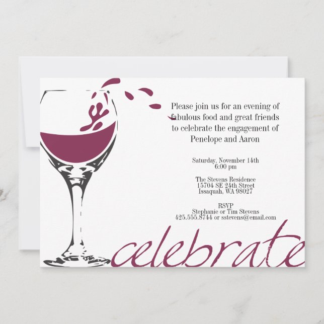 Splashing Merlot Party Invitation (Front)