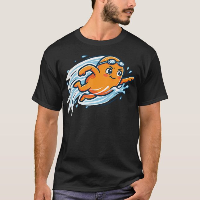 Splashing Orange Summer Vibes Pool T-Shirt (Front)