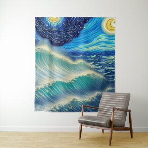 Splashing Seas of Blue in the Moonlight Tapestry