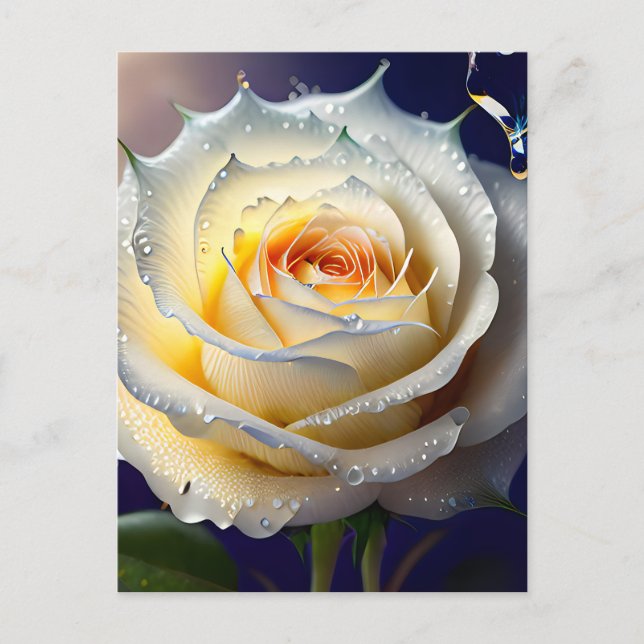 Splashing Water on a White Rose Postcard (Front)