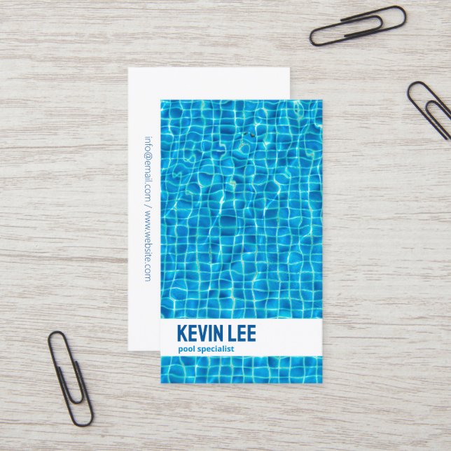 🏊‍♂️💦 Splashing Water Swimming Pool QR Business Card (Front/Back In Situ)