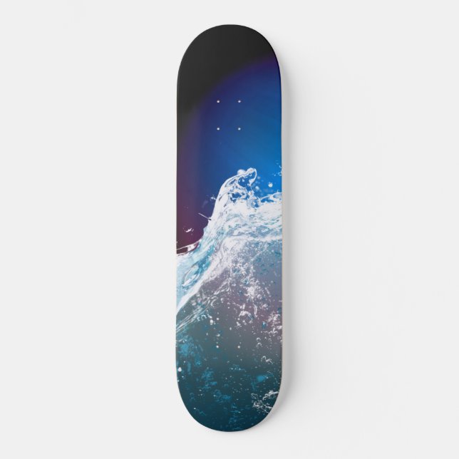Splashing Wave Dark Blue Deep Red Skateboard (Front)