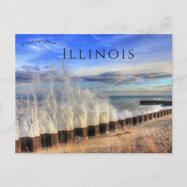 Splashing Waves at Illinois Beach State Park Postcard (Front)