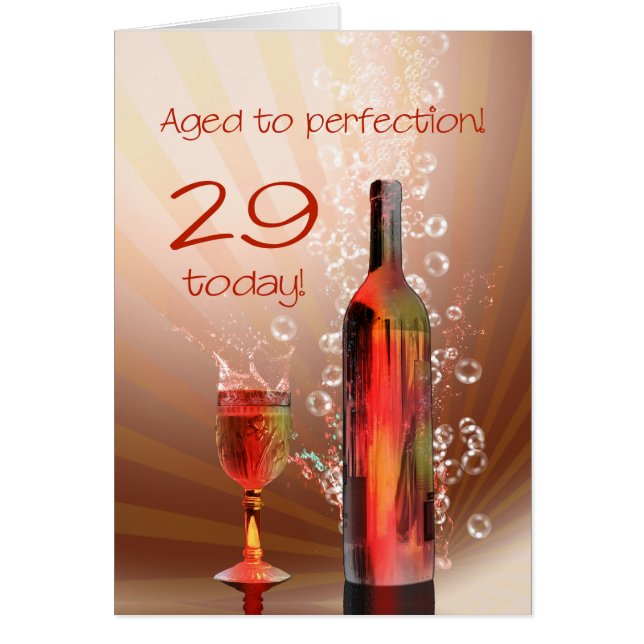 Splashing wine 29th birthday card (Front)