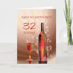 Splashing wine 32nd birthday card