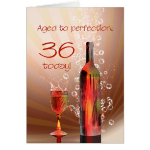Splashing wine 36th birthday card