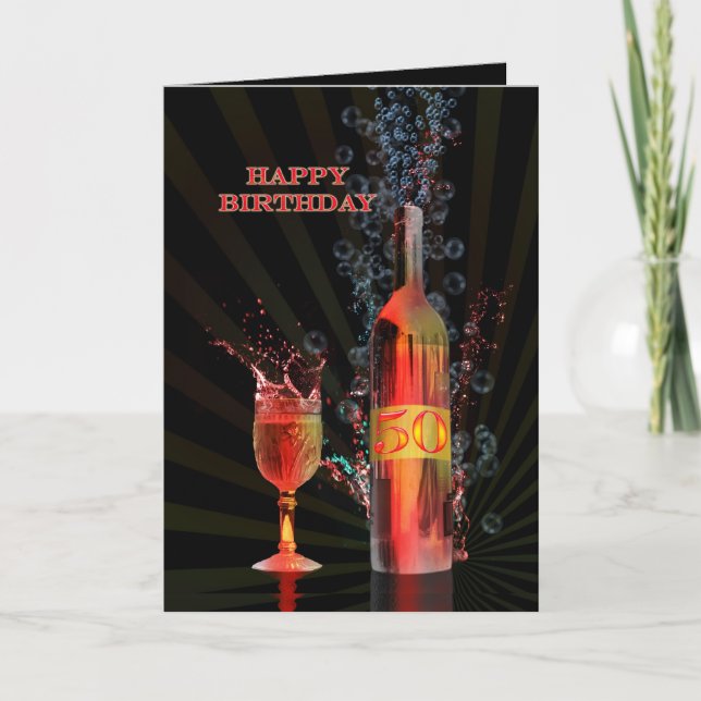 Splashing wine 50th birthday card (Front)