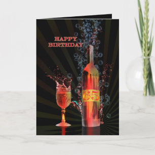 Splashing wine 65th birthday card