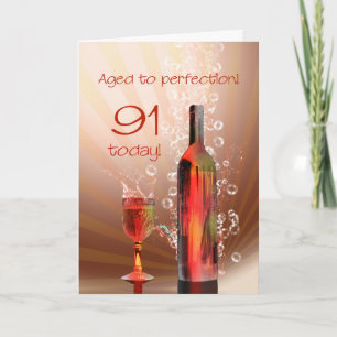 Splashing wine 91st birthday card