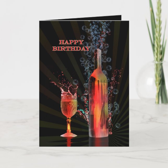 Splashing wine birthday card (Front)