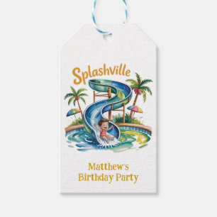 Splashville Water Slide Boy Birthday Party Thanks Gift Tags