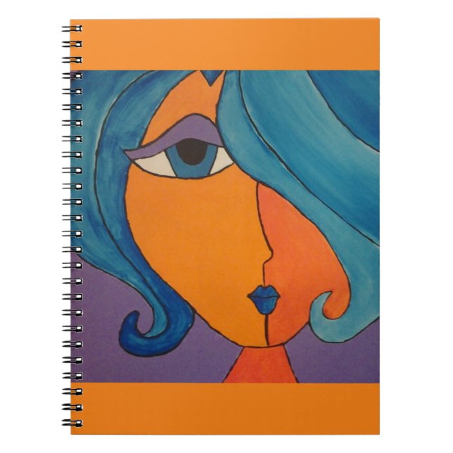 Splashy Bright Orange Pop Art Portrait Note Book (Front)