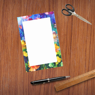 Splashy Colourful Watercolor Floral Theme Post-it Notes