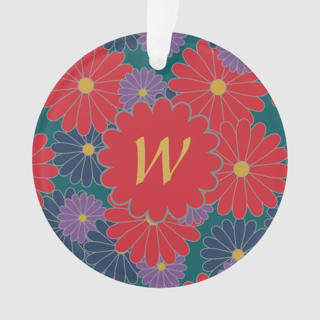 Splashy Fall Floral Acrylic Ornament (Front)