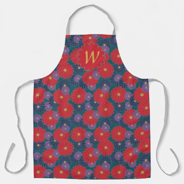 Splashy Fall Floral All-Over Print Apron (Front)