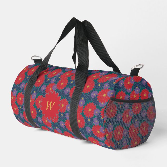 Splashy Fall Floral Duffle Bag (Right Corner)