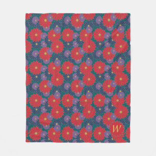 Splashy Fall Floral Fleece Blanket