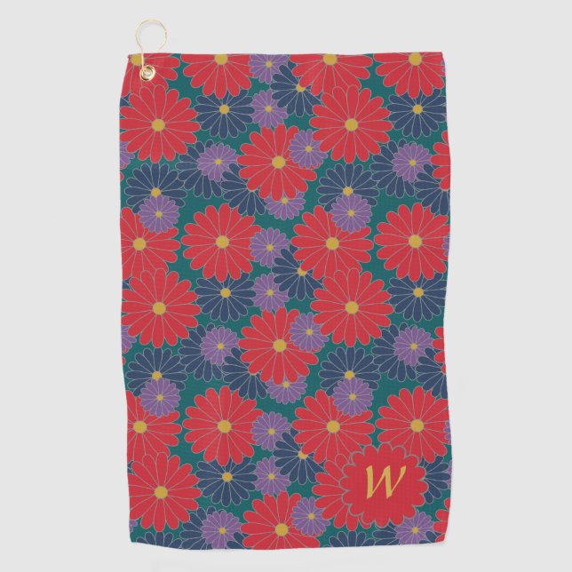 Splashy Fall Floral Golf Towel (Front)
