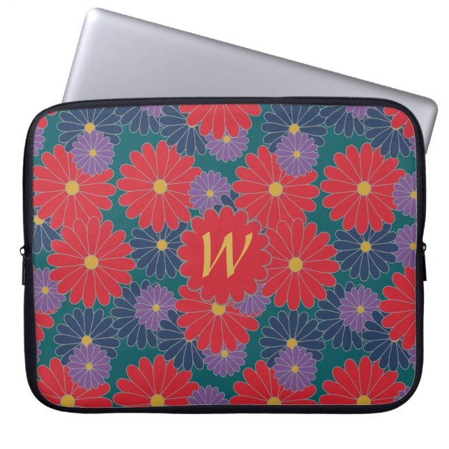 Splashy Fall Floral Laptop Sleeve (Front)