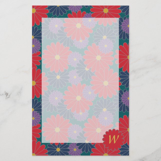 Splashy Fall Floral Stationery (Front)