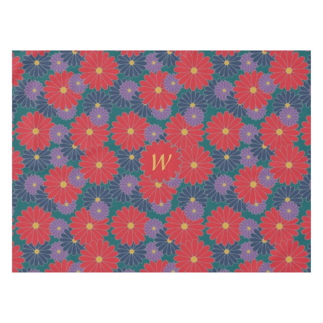 Splashy Fall Floral Tablecloth (Front (Horizontal))